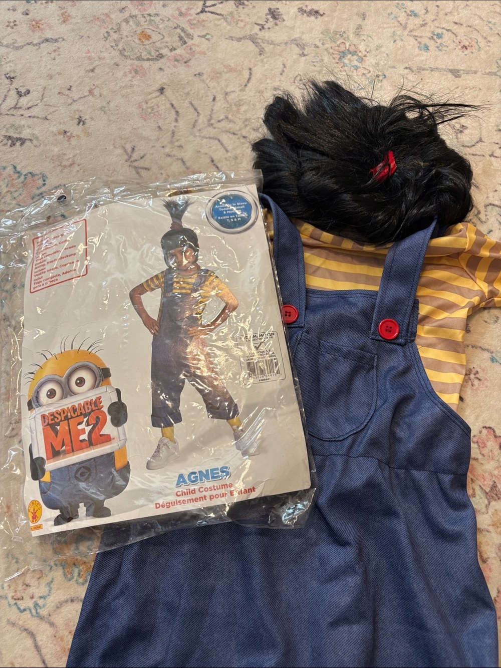 Despicable Me 2 Agnes Girls' Blue Overalls Costume with Yellow shirt. 5-7